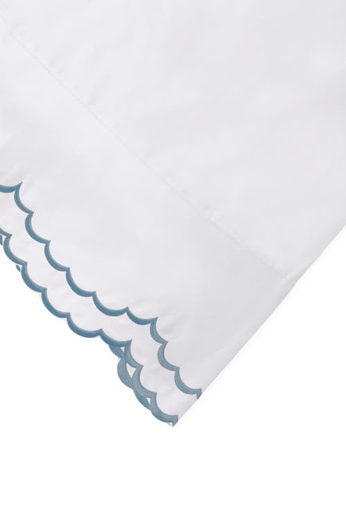 Melange Mélange Home 300 Thread Count Percale Cotton Double Scalloped Embroidery Sheet  Set In Blue