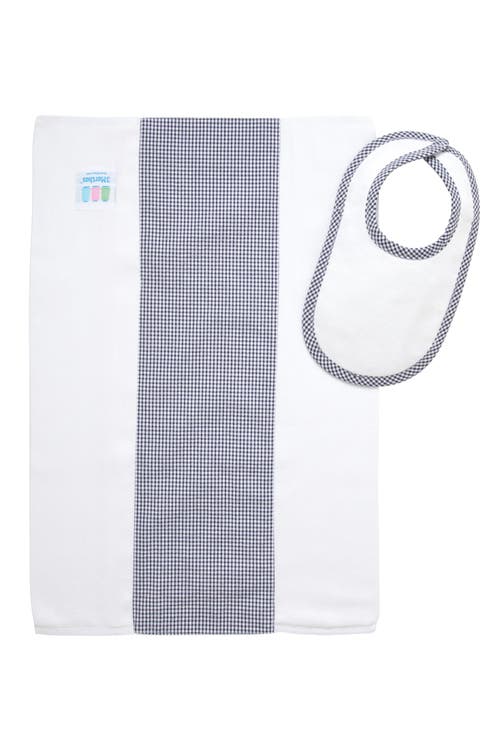 3 Marthas Small Check Drooler Bib & Burp Set