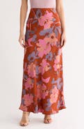 Renee C Floral Satin Maxi Skirt