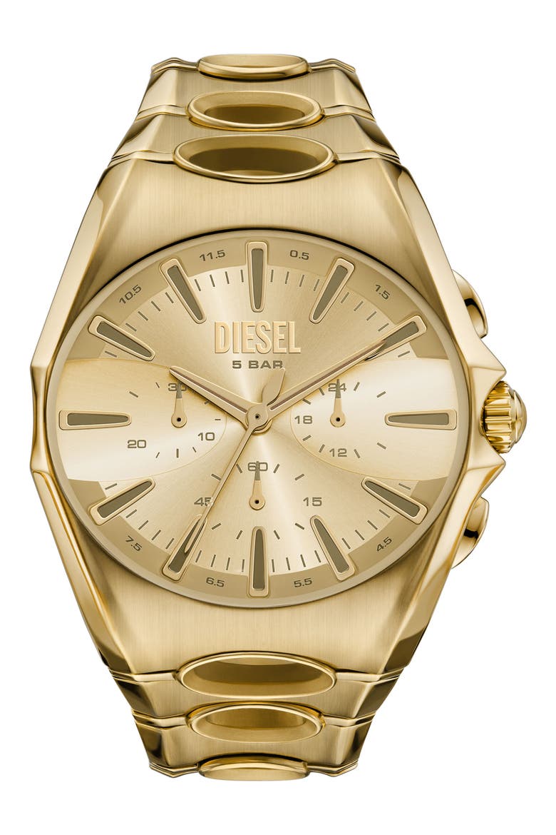 D-Curve Goldtone Chronograph Bracelet Watch, 48mm, Main, color, GOLD