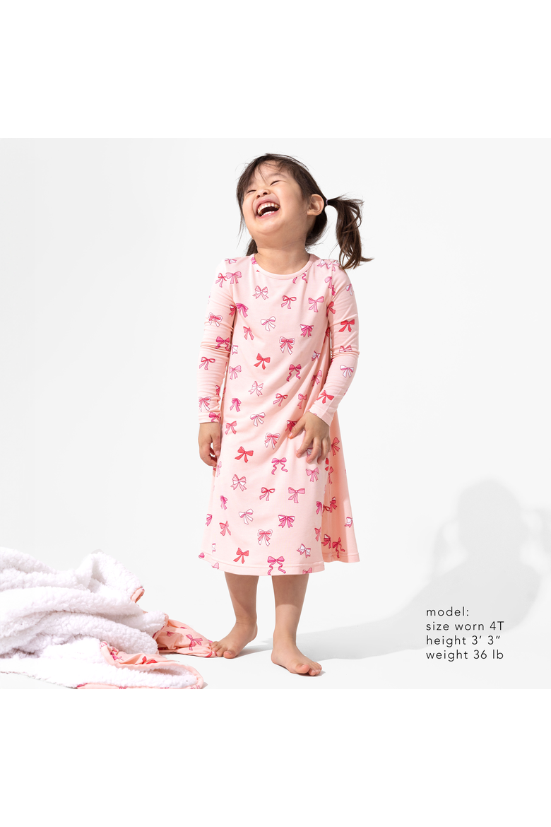 Kids' Take A Bow Long Sleeve Dress (Toddler, Little Kid & Big Kid), Alternate, color, Take A Bow