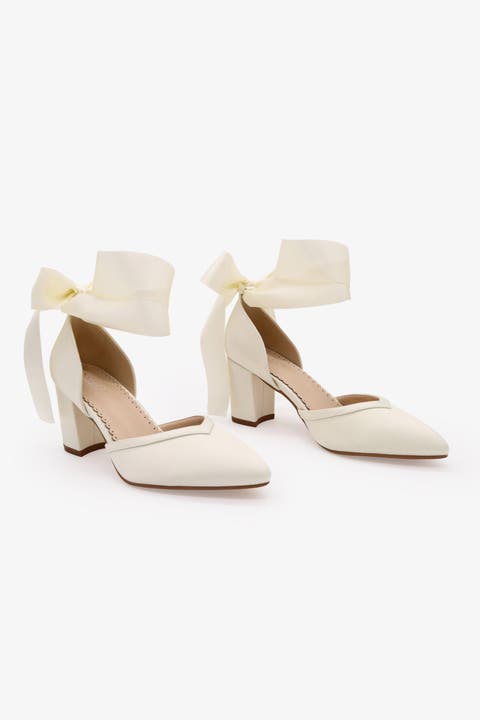 Sally Satin Block Heels with Wrapped Satin Tie
