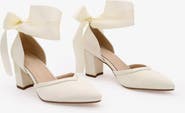 Kailee P Sally Satin Block Heels with Wrapped Satin Tie