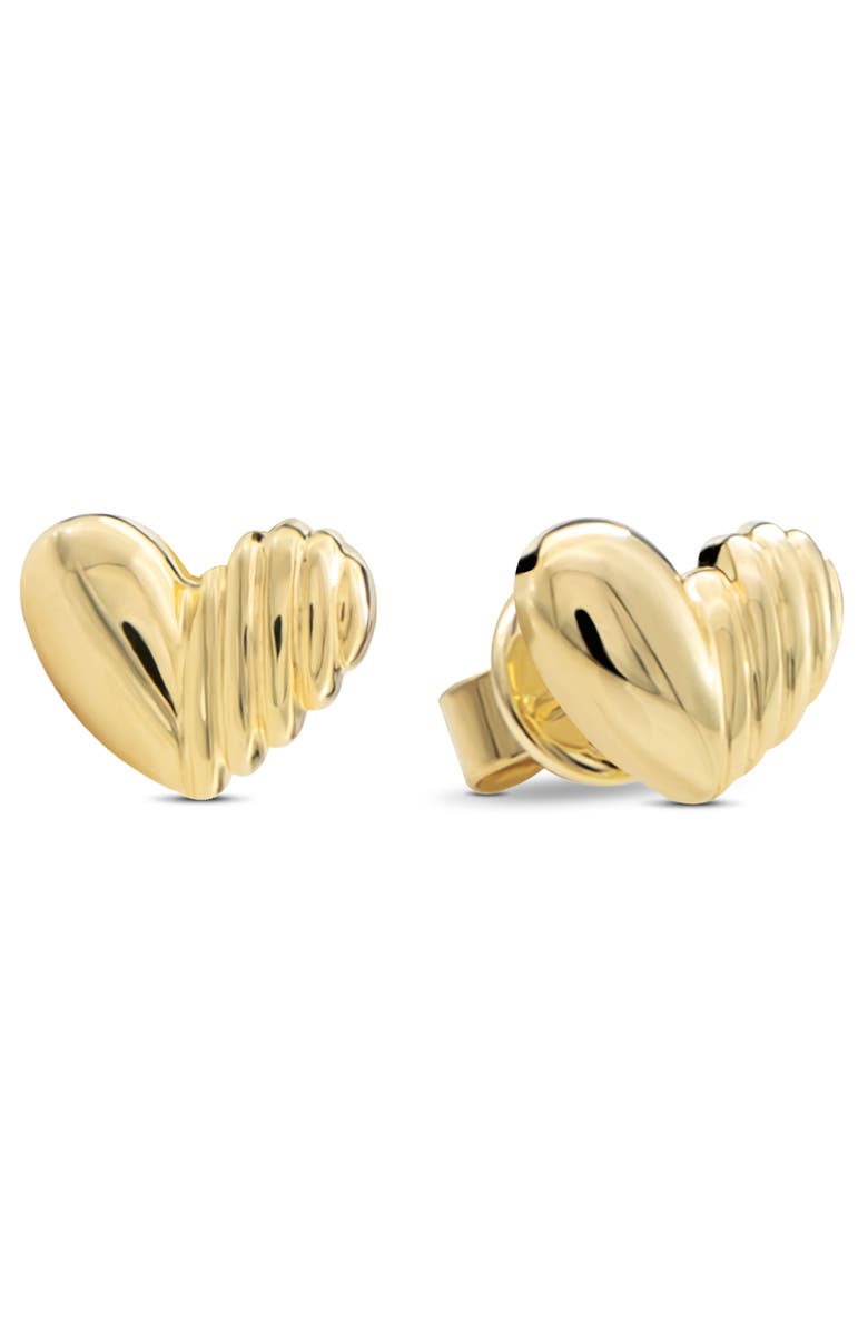DEVATA Sweet Heart Stud Earrings in 14K Gold, 7mm, Main, color, Yellow Gold