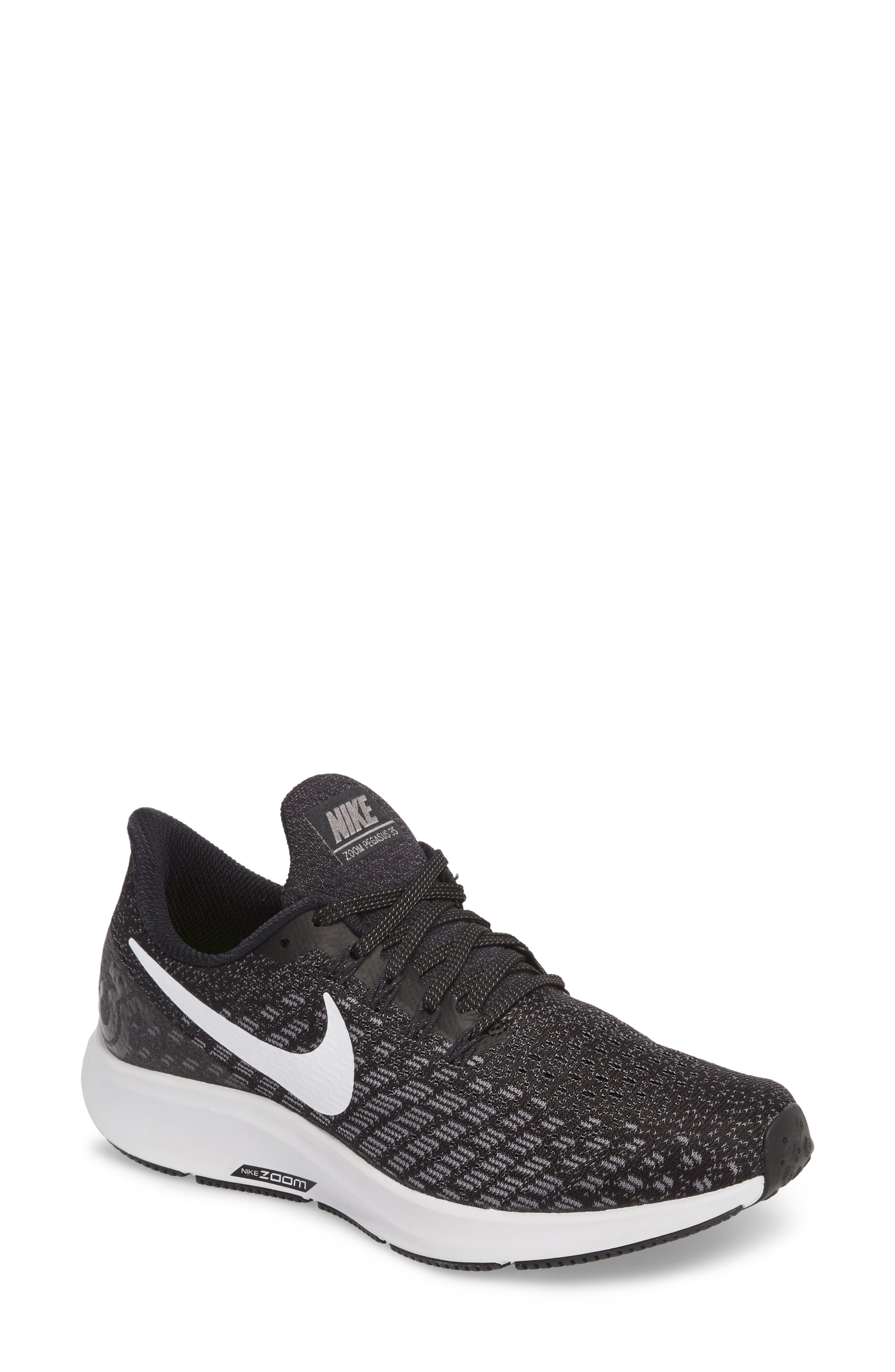 Air Zoom Pegasus 35 Running Shoe, Main, color, BLACK/ WHITE/ GUNSMOKE