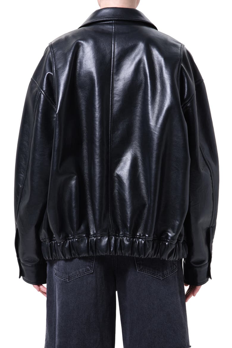 Aston Recycled Leather Bomber Jacket, Alternate, color, DETOX BLACK