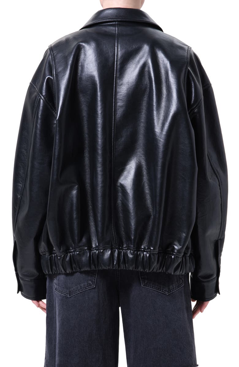 AGOLDE Aston Recycled Leather Bomber Jacket, Alternate, color, Detox Black