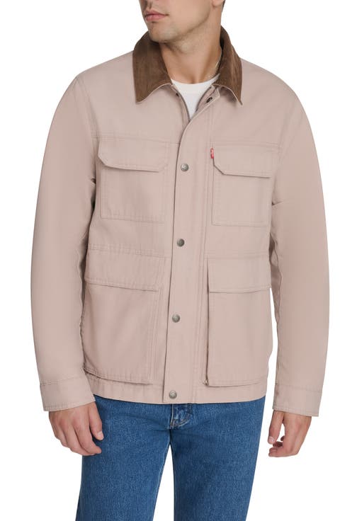 Corduroy Collar Cotton Canvas Jacket