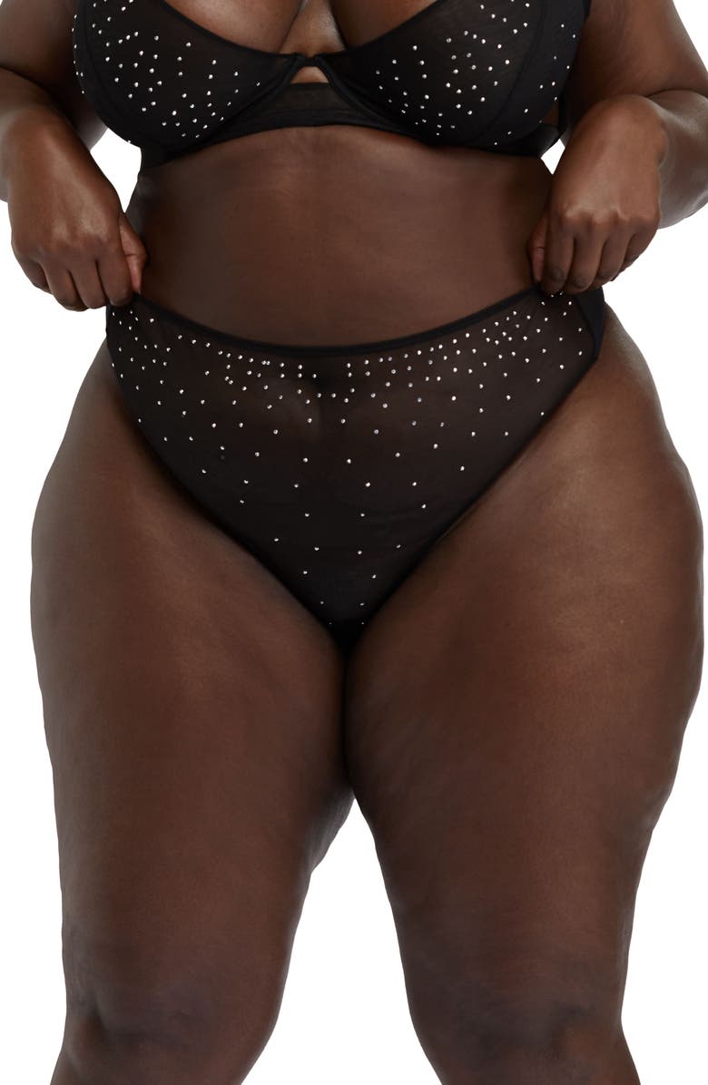 Playful Promises Gabi Fresh Lydia High Waist Thong, Main, color, Black