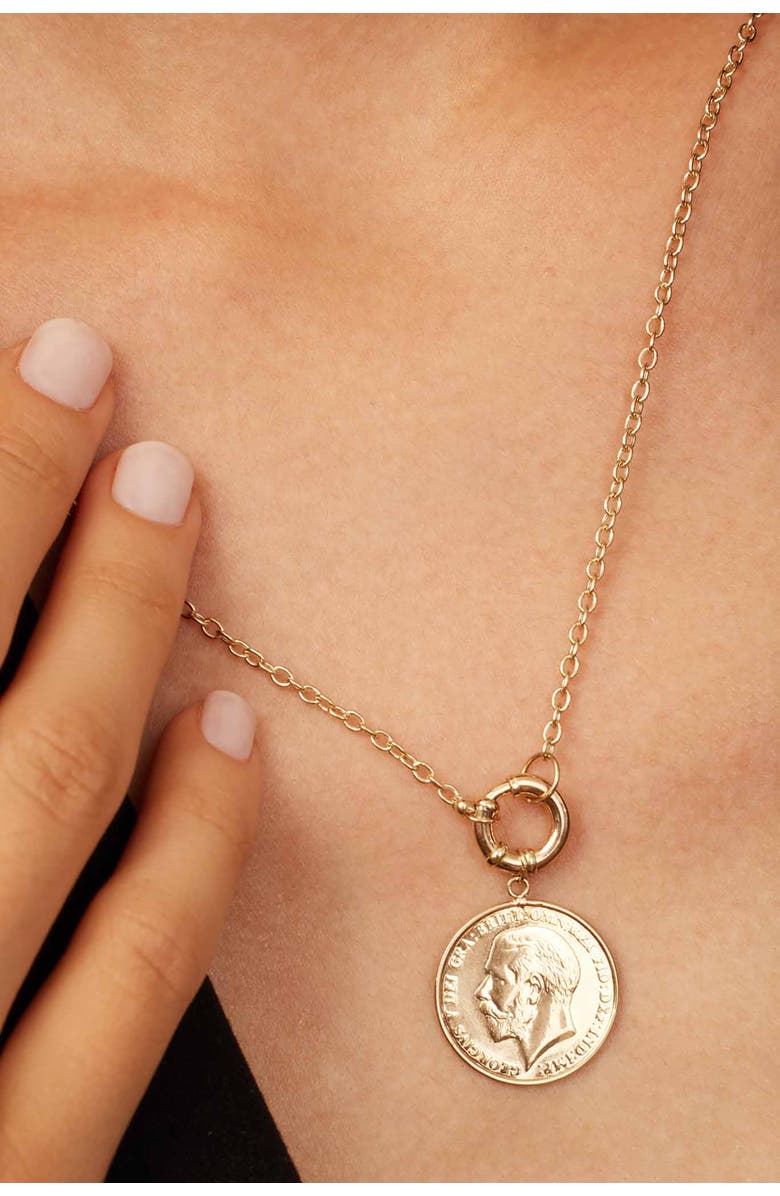 Oradina 14K Yellow Gold Majesty Coin Pendant Necklace, Alternate, color, 
