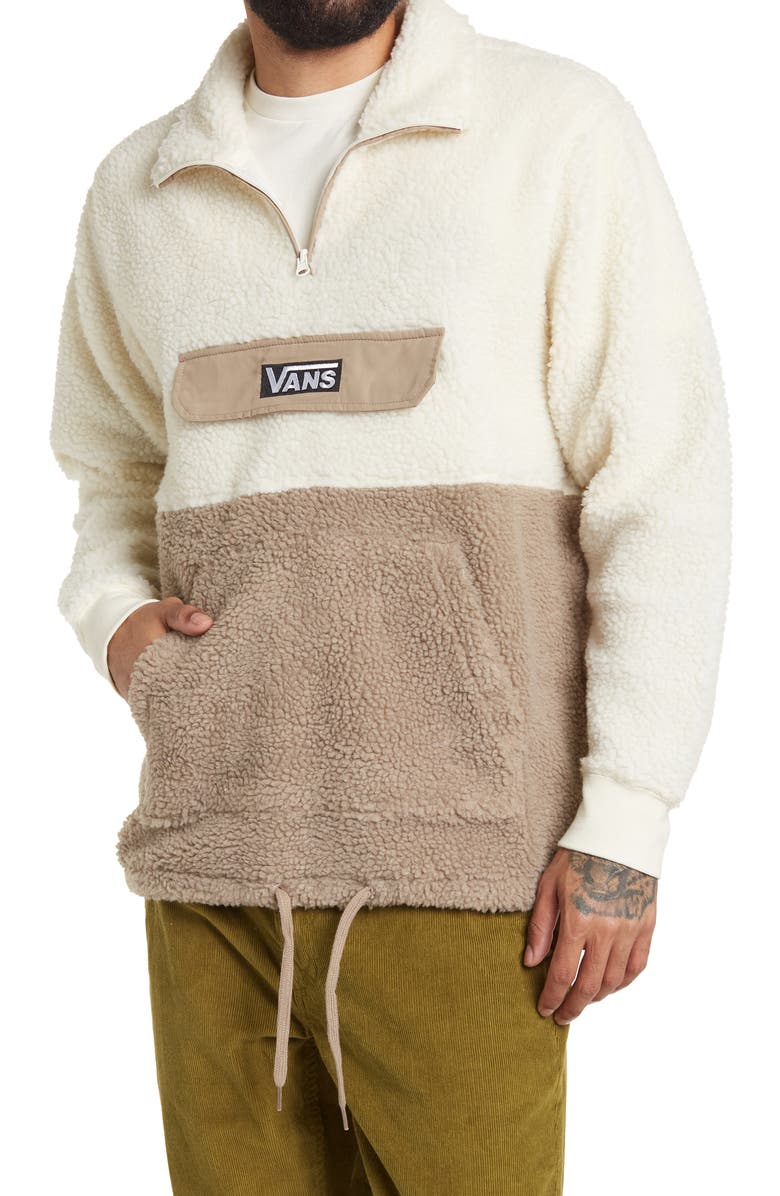 Vans Redmont Quarter Zip Faux Shearling Pullover, Main, color, 