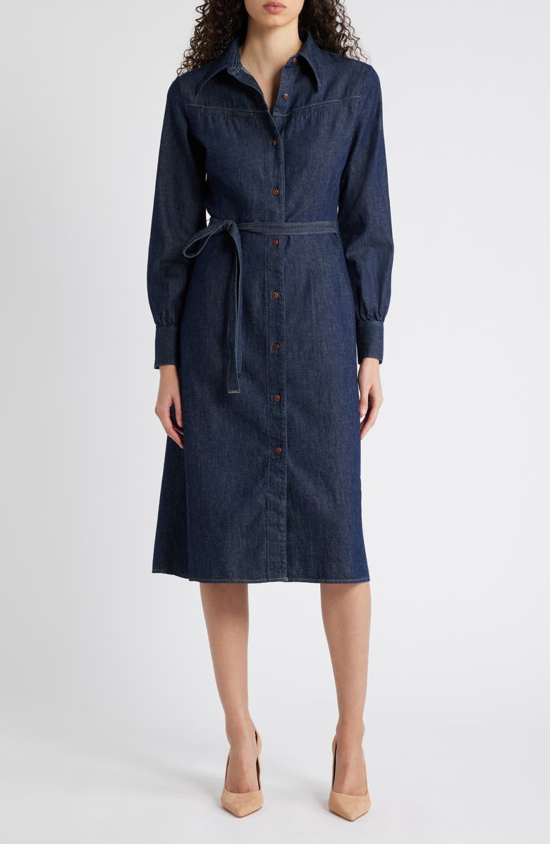 BOSS Dilenea Long Sleeve Denim Dress, Main, color, 