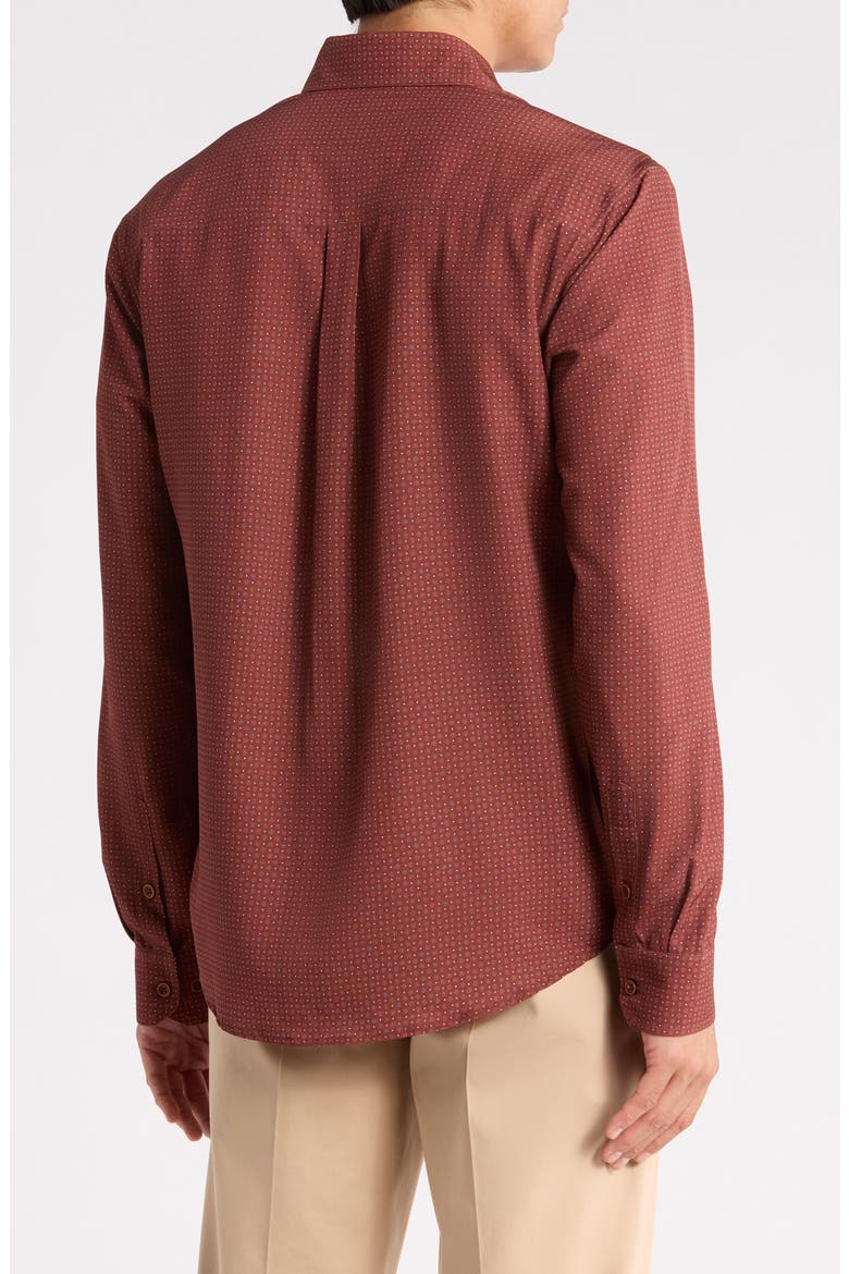Printed Long Sleeve Shirt, Alternate, color, BROWN
