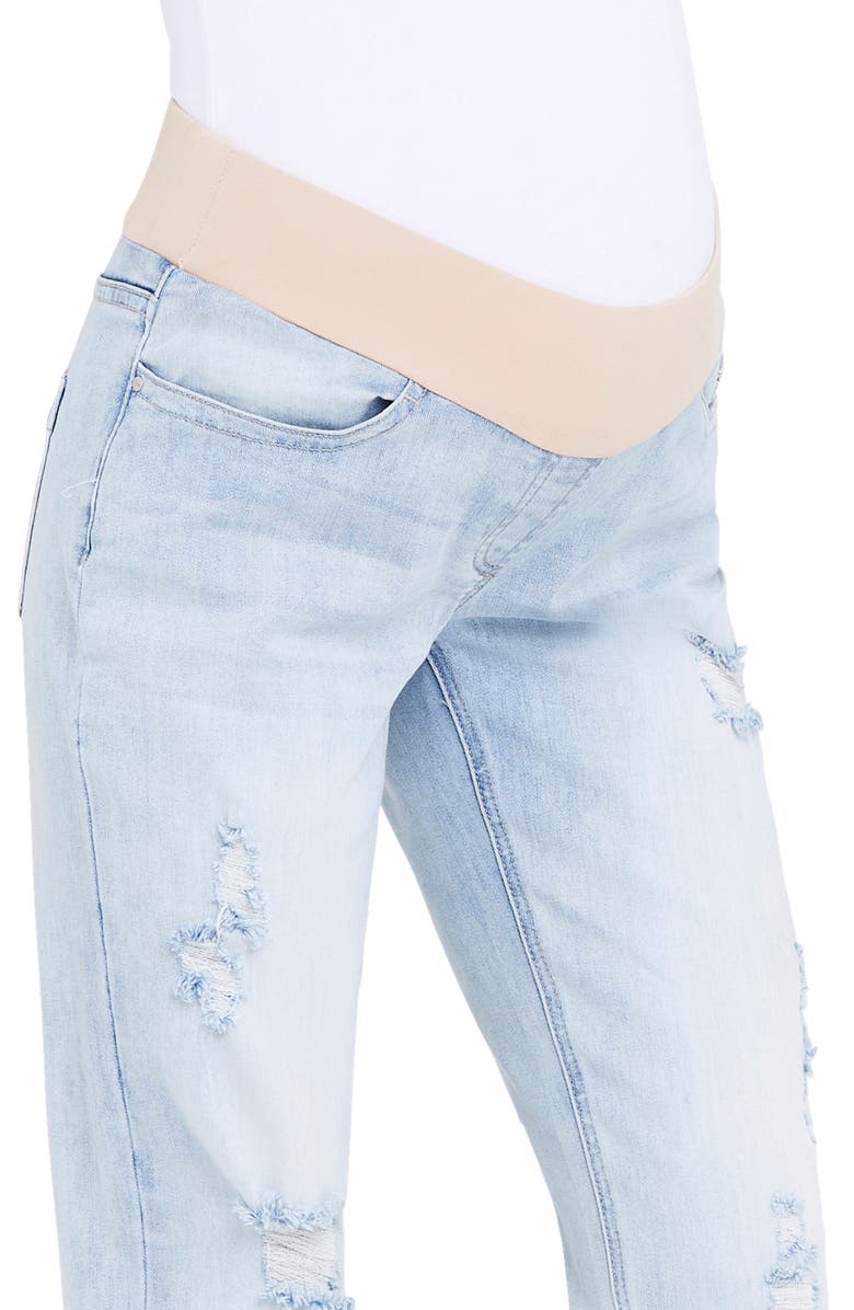 Ripe Maternity Baxter Ripped Maternity Boyfriend Jeans, Alternate, color, Clean Fade