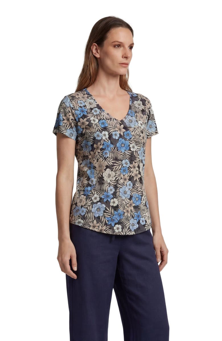 Lords of Harlech Tropical Mix Womens V-neck Printed Top, Alternate, color, Tropical Mix Black