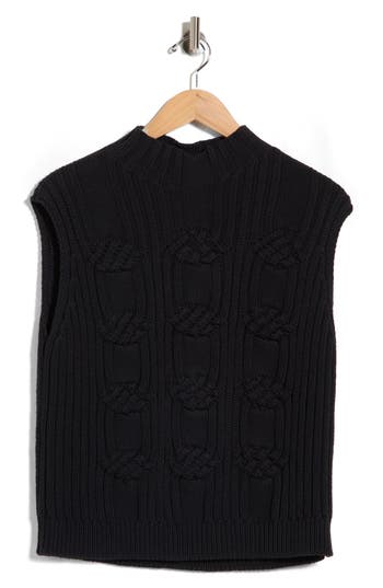 Elie Elie Tahari Cable Stitch Sleeveless Sweater In Black