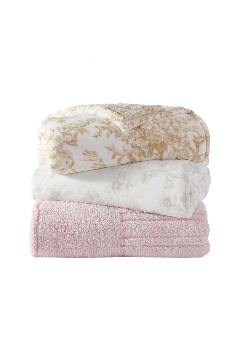 Bedford Reversible Faux Shearling Heated Throw Blanket, Alternate, color, LIGHT BEIGE