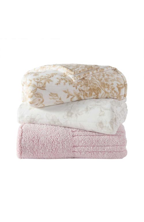 Laura Ashley Bedford Reversible Faux Shearling Heated Throw Blanket In Neutral