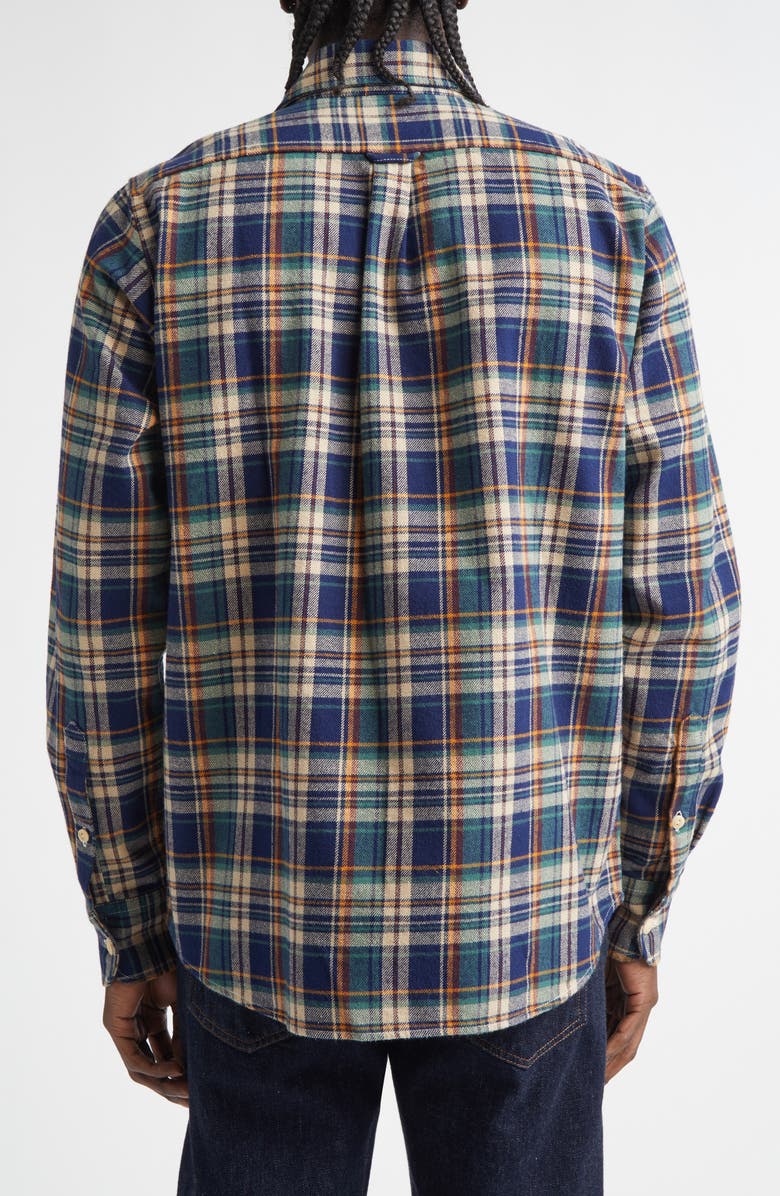 Drake's Relaxed Check Button-Up Shirt, Alternate, color, Indigo