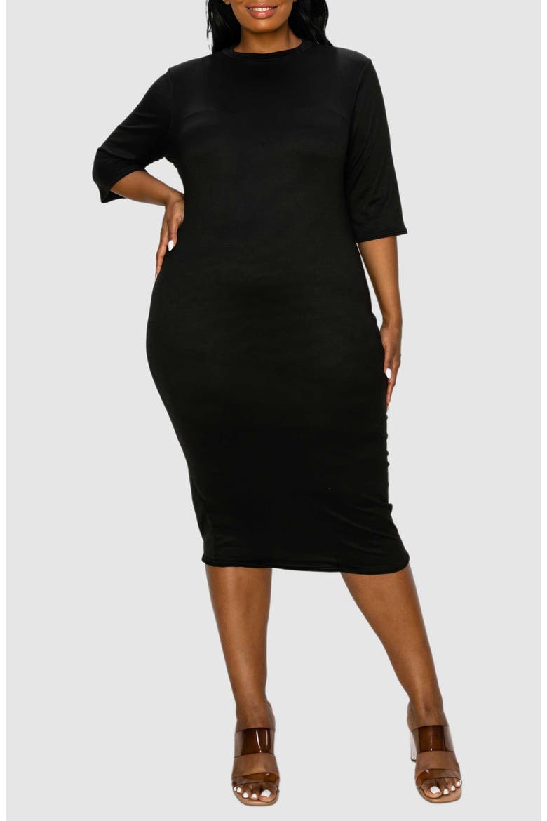 Mona Midi Dress, Alternate, color, BLACK