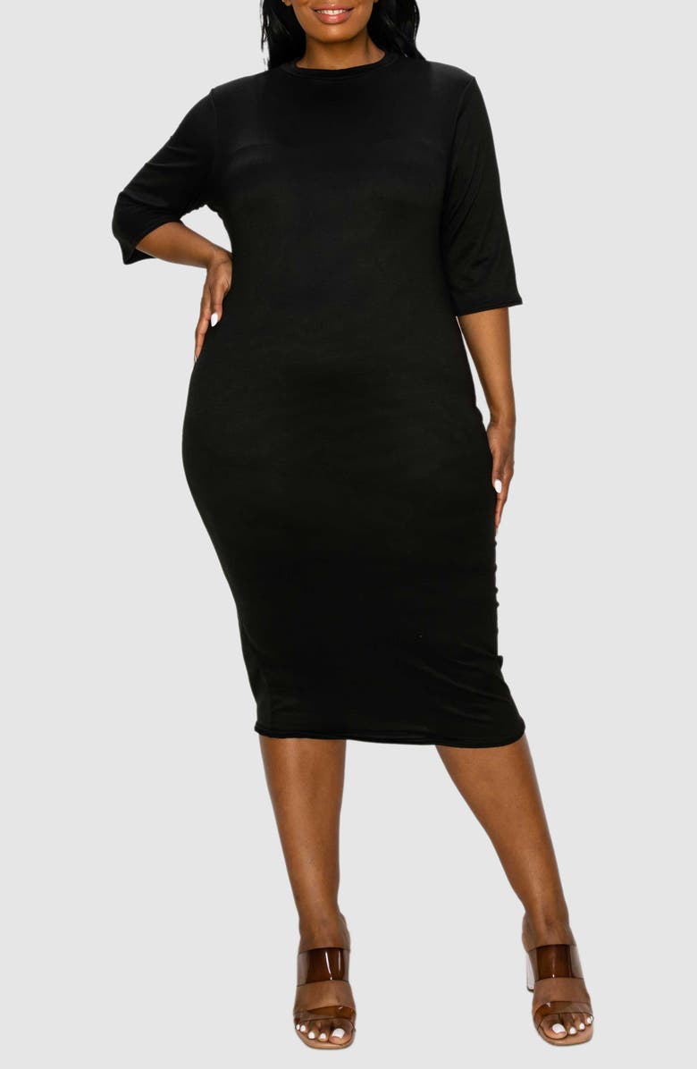 L I V D Mona Midi Dress, Alternate, color, Black