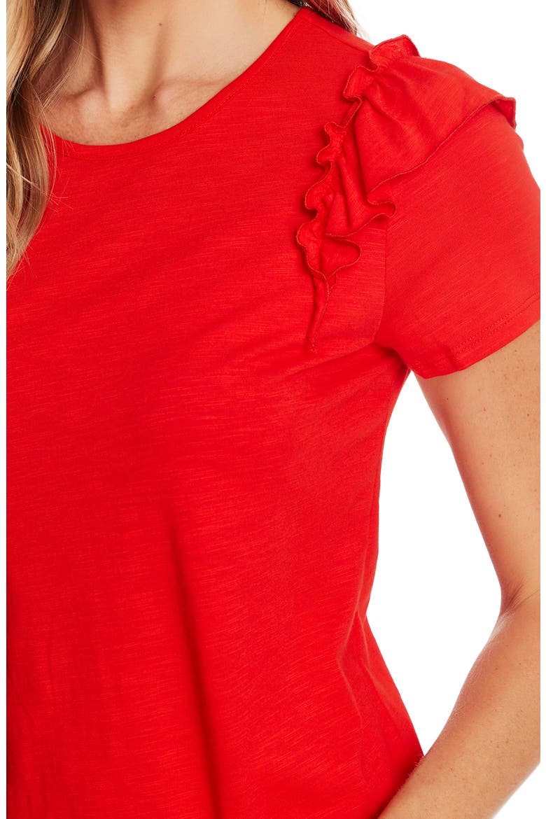 Double Ruffle Slub Jersey Tee, Alternate, color, CANDY APPLE