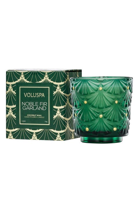 Noble Fir Garland Pedestal Candle