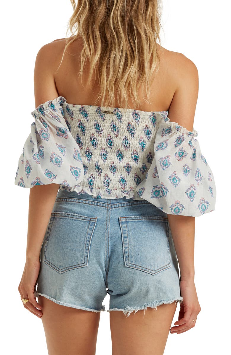 Billabong Feelings Groovy Smocked Crop Top, Alternate, color, 