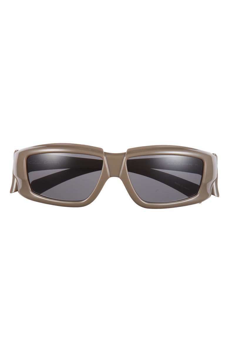 Rick Owens 'Rick Memory Flex Rectangular Sunglasses, Main, color, Dstgrey Temple/ Black Lens
