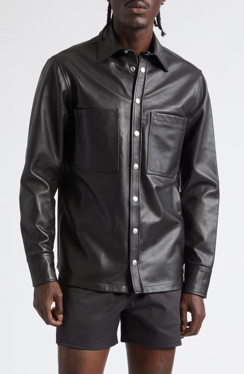 JKEEFER Stabb Leather Shirt Jacket, Main, color, Black