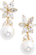 Nadri Under the Sea Cubic Zirconia & Faux Pearl Drop Earrings