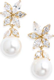 Nadri Under the Sea Cubic Zirconia & Faux Pearl Drop Earrings