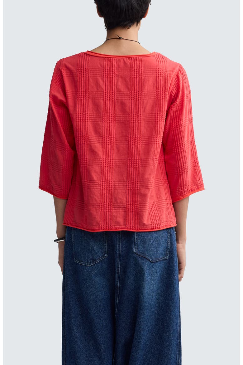 Elira Mixed-texture Blouse, Alternate, color, Vermillion