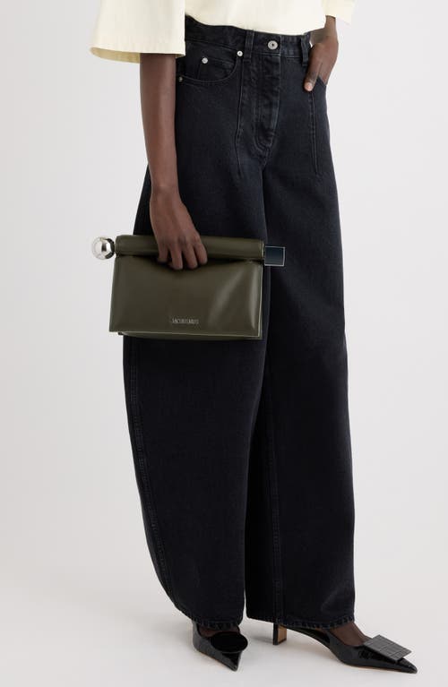 Jacquemus Dark Khaki Rond Carre Clutch In Green