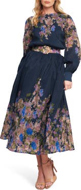FLYING TOMATO Long Sleeve Belted Midi Dress