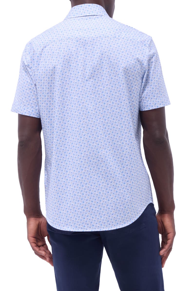 Bugatchi Miles OoohCotton<sup>®</sup> Print Short Sleeve Button-Up Shirt, Alternate, color, Air Blue