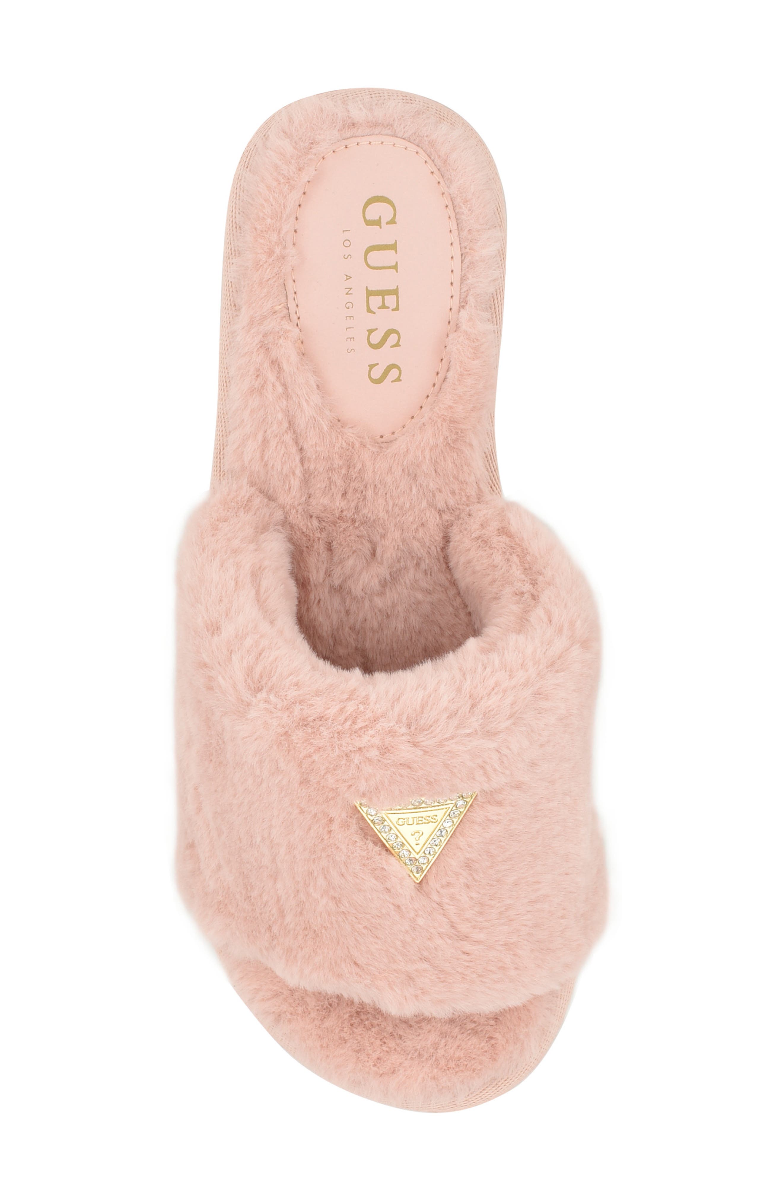 Synthie Faux Fur Slide Sandal, Alternate, color, MEDIUM PINK