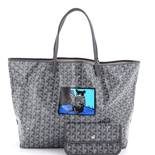 Pre-owned Goyard Goyard Saint Louis Tote Printed Coated Canvas Gm In Gray