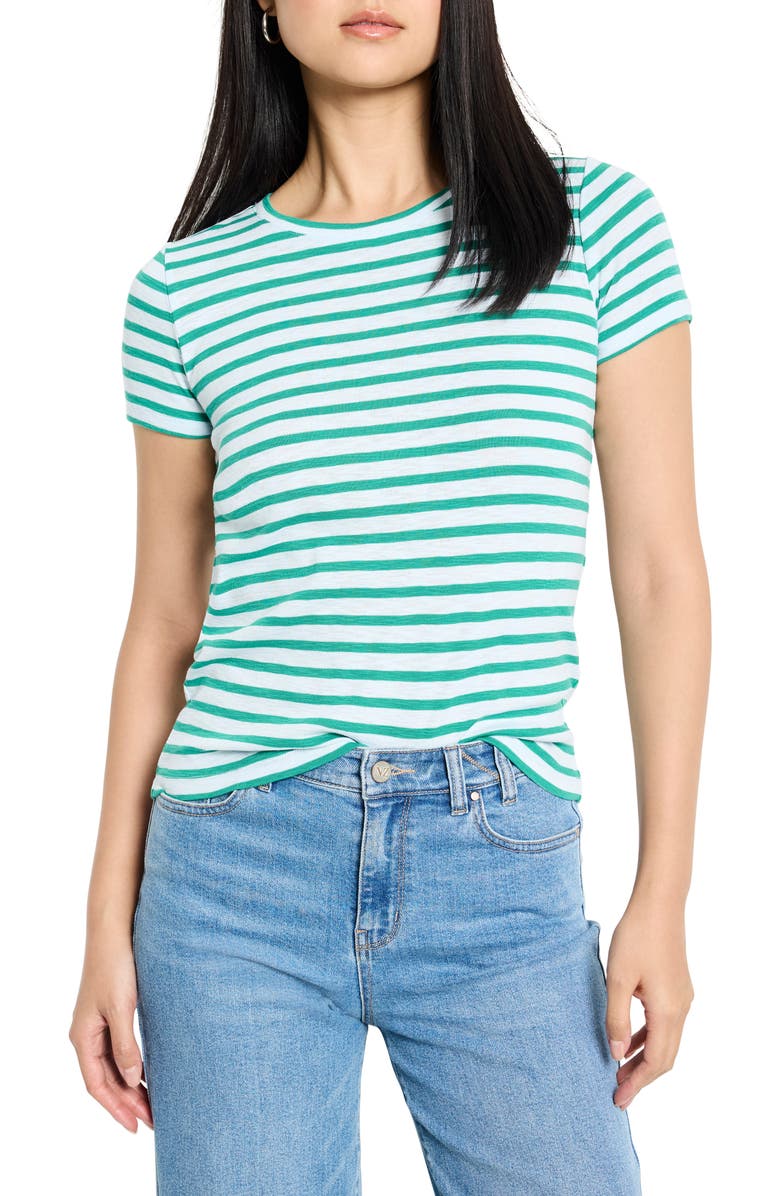 NZT by NIC+ZOE Stripe T-Shirt, Main, color, Green Multi
