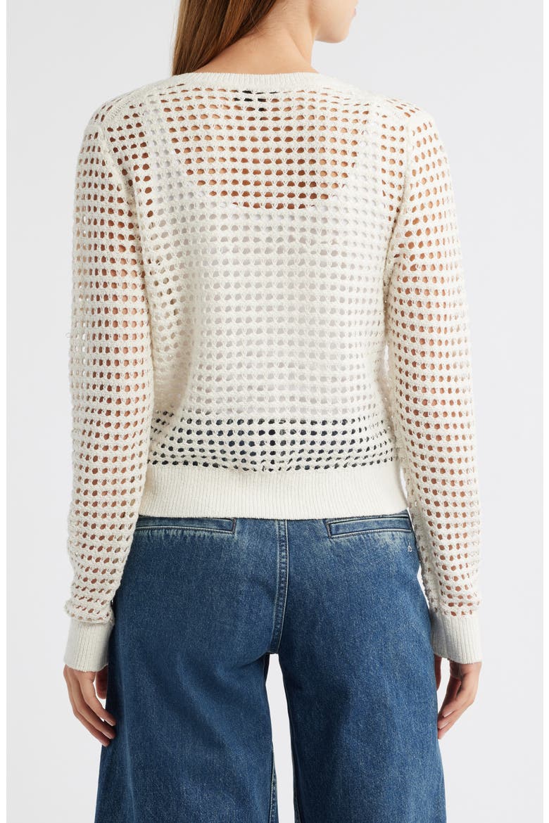 Ezra Open Stitch Cardigan, Alternate, color, WHITE