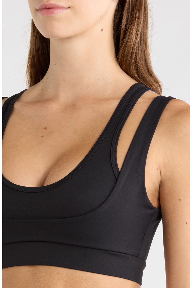 Matte Double Strap Scoop Bra, Alternate, color, OBSIDIAN