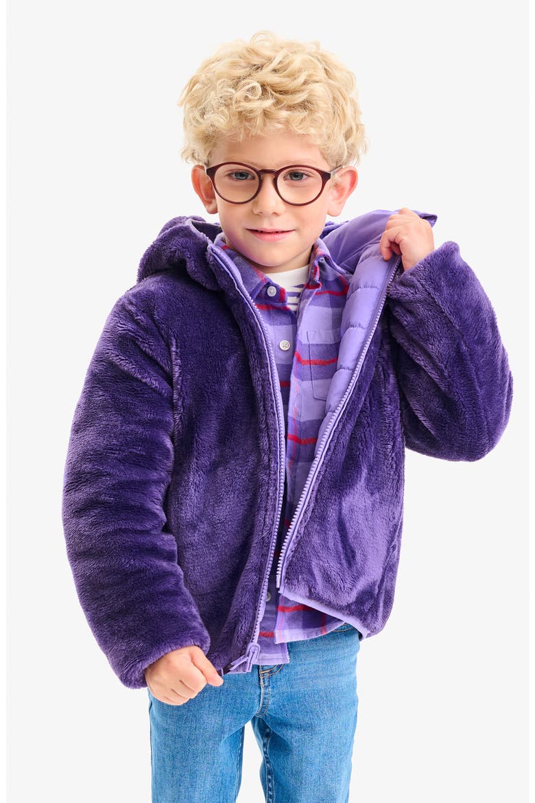 Kids' Reversible Fleece Puffer Jacket, Alternate, color, VIOLET /GRAPE