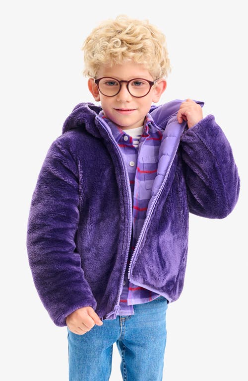 Primary Kids Reversible Fleece Puffer Jacket In Purple