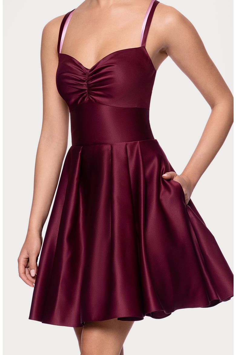 Satin Minidress, Alternate, color, WINE