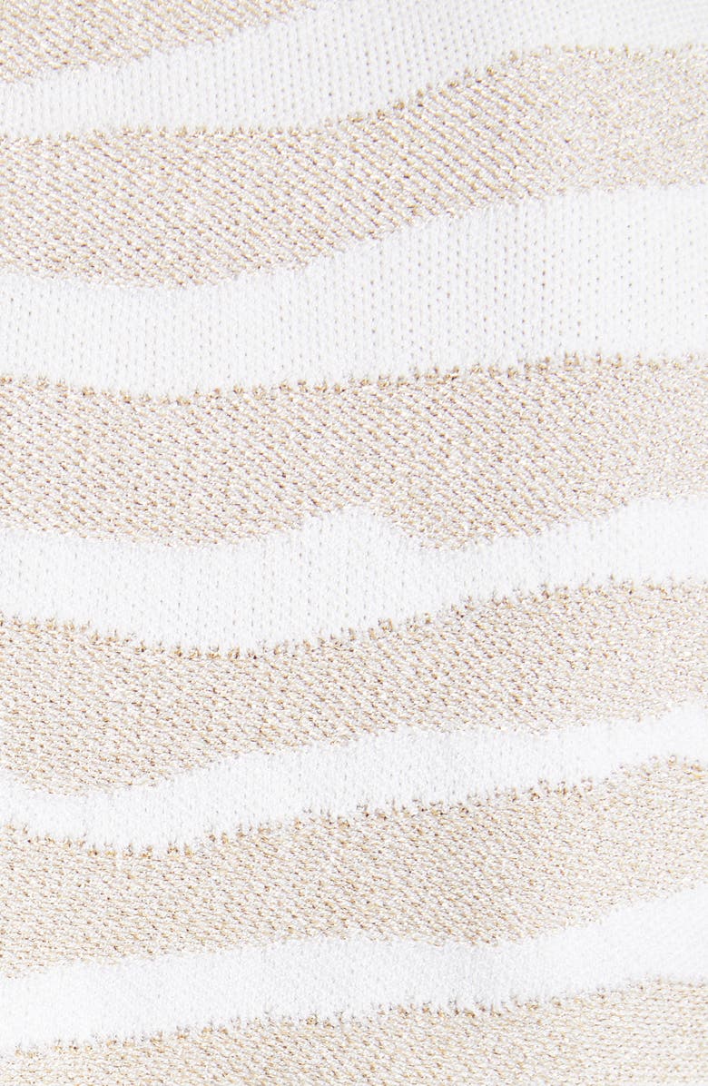 Balmain Metallic Zebra Stripe Short Sleeve Cardigan, Alternate, color,