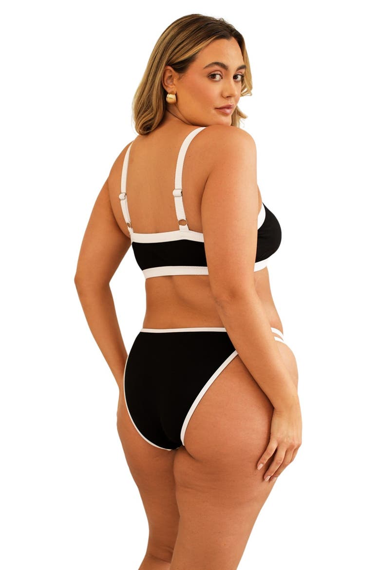Cyrus Double Strap Bikini Bottom, Alternate, color, Black Rib