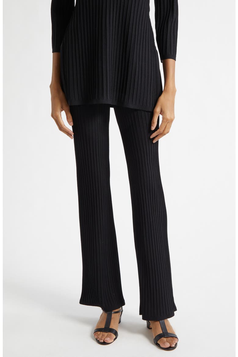Pure Bello Rib Kick Flare Pants, Main, color, BLACK