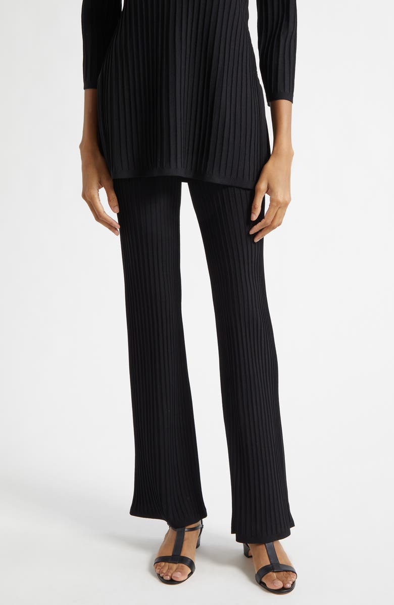 Max Mara Pure Bello Rib Kick Flare Pants, Main, color, Black