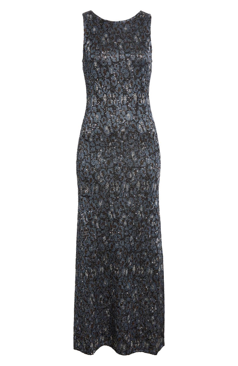 Missoni Animal Jacquard Sequin Sleeveless Column Dress, Main, color, Blue Base