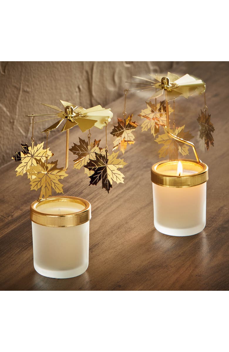 tag Winter Pine Tree Carousel Candle with Gold Holders Scented, Alternate, color, Gold